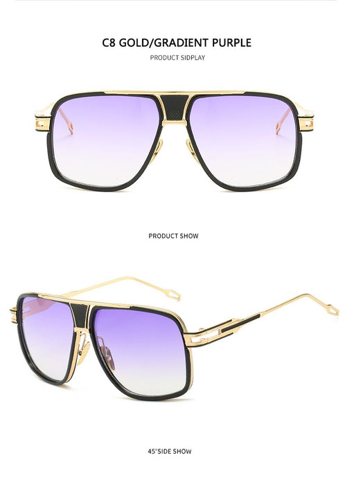 Men's Vintage Square 'White Rino' Metal Sunglasses