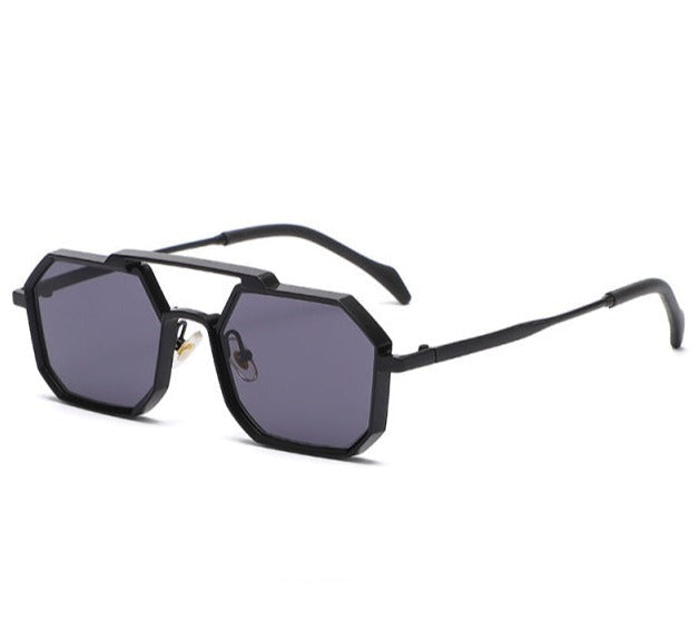 SA106 Retro Oversized Octagon Groove Hippie Sunglasses Black - Gold SA106 Retro Oversized Octagon Groove Hippie Sunglasses Black - Gold