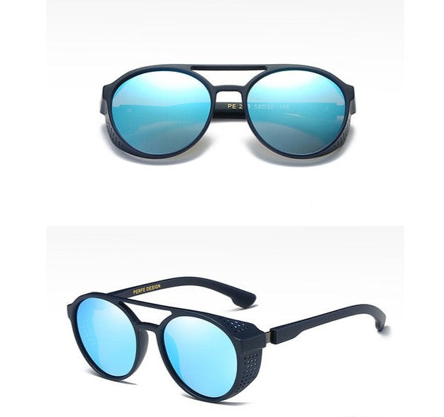 Men's Polarized Round 'Double Snake' Plastic Sunglasses