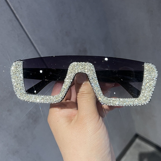 Women's Retro Rectangle Diamond 'Fortune' Plastic Sunglasses