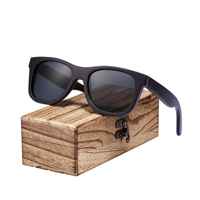 Men's Polarized Rectangular 'Spicoli' Wood Sunglasses