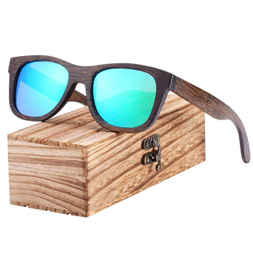 Men's Polarized Square 'Ski Mask' Bamboo Sunglasses