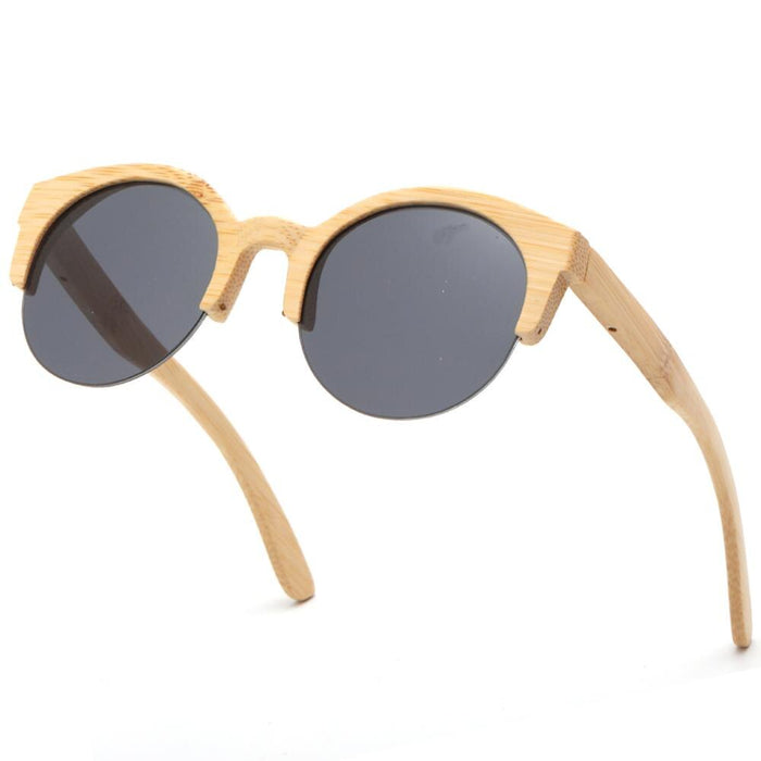 Women's Retro Round 'Simply Bella' Wooden Bamboo Sunglasses