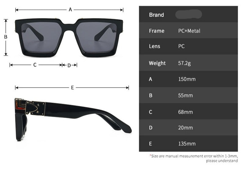 Men's  Retro Square 'Mr. T 101'  Plastic Sunglasses