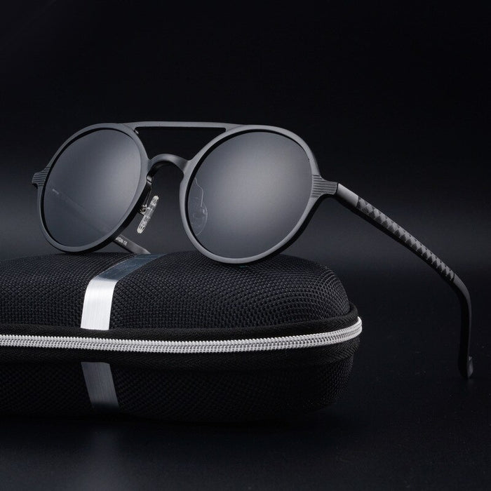 Men's Round Polarized 'Bugatti Mad' Metal Sunglasses