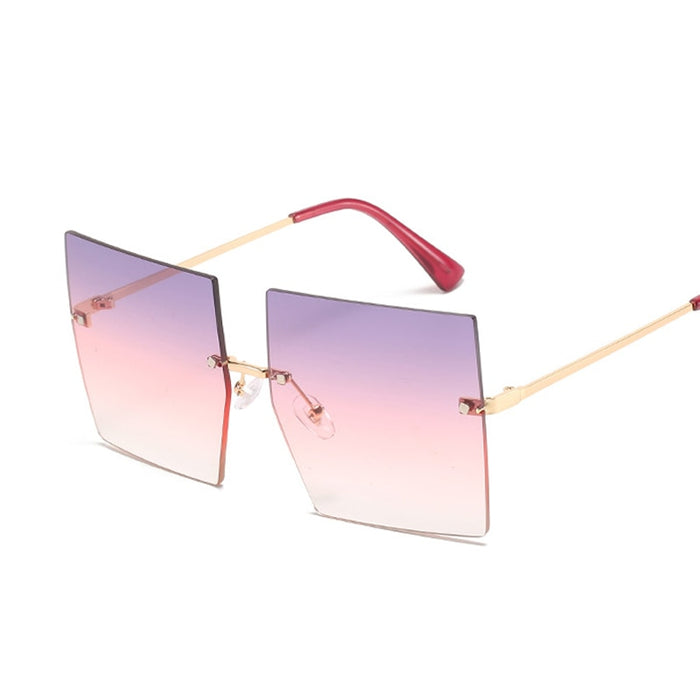 Women's Oversized Rimless  Square 'Princess Glass' Metal Sunglasses