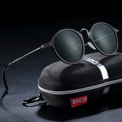 Men's Vintage Round 'Black Pearl' Metal Sunglasses