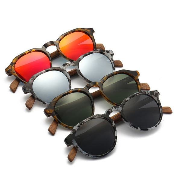 Women's Leopard Round 'Sexy Blitz' Wooden Sunglasses