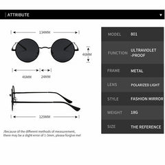 Men's Polarized Round 'Black Blaze' Metal Sunglasses