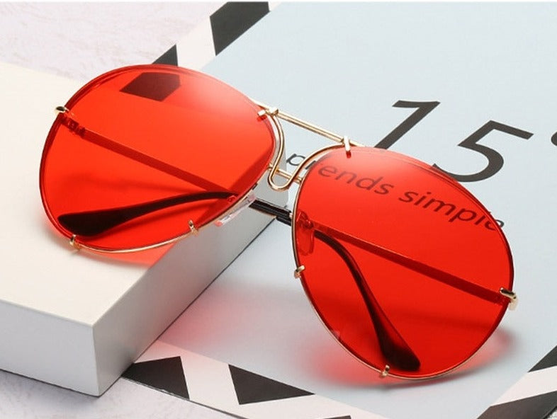 Women's Oversized Transparent Glasses  'Simple Paradis'  Metal Sunglasses