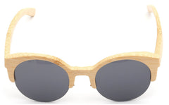 Women's Retro Round 'Simply Bella' Wooden Bamboo Sunglasses