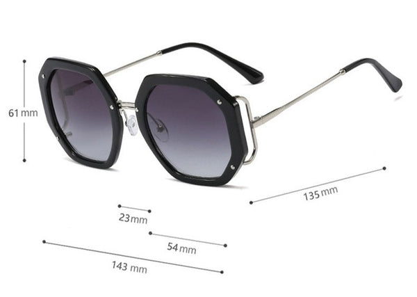 Women's Oversized Square 'Patty Betina' Metal Sunglasses