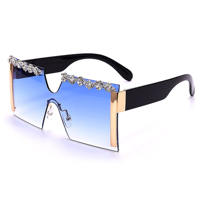 Women's Oversized Square 'Blings' Rimless Rhinestone Sunglasses