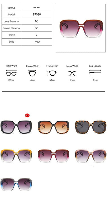 Women's Oversized Square 'Daiki Yuki' Plastic Sunglasses