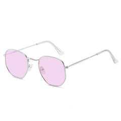 Women's  Vintage Square 'White Flower Girl' Metal  Sunglasses