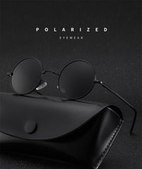 Men's Polarized Round 'Black Blaze' Metal Sunglasses