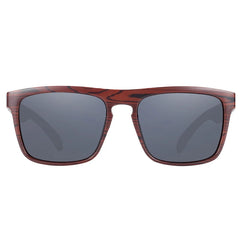 Men's Square Imitation Zebra Wood 'Stomp the Divets' Polarized Sunglasses