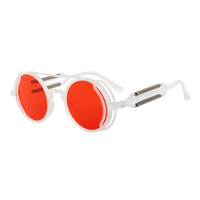 Men's Classic Punk Round 'Red Dragon' Metal Sunglasses