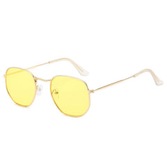 Women's  Vintage Square 'White Flower Girl' Metal  Sunglasses