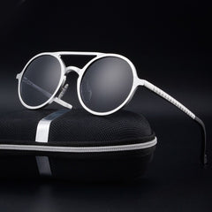 Men's Round Polarized 'Bugatti Mad' Metal Sunglasses