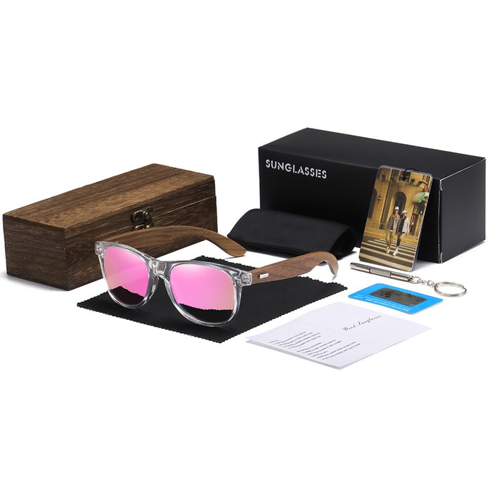 Women's Transparent Polarized 'Real Summer' Wooden Sunglasses