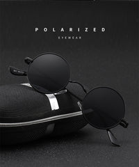 Men's Polarized Round 'Black Blaze' Metal Sunglasses