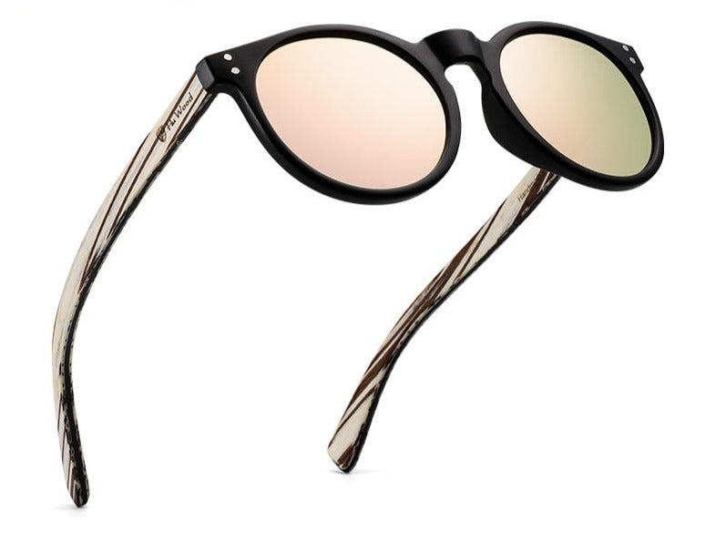 Women's Classic Round 'Brown Snow' Wooden Sunglasses