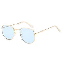 Women's  Vintage Square 'White Flower Girl' Metal  Sunglasses