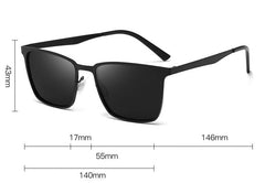 Men's Polarized Square 'Black Shadow' Metal Sunglasses