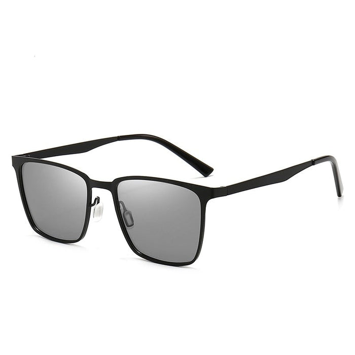 Men's Polarized Square 'Black Shadow' Metal Sunglasses