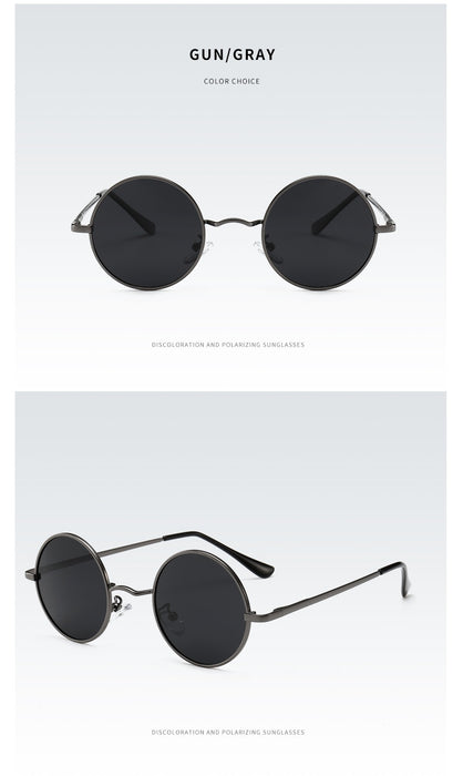 Men's Polarized Round 'Black Blaze' Metal Sunglasses