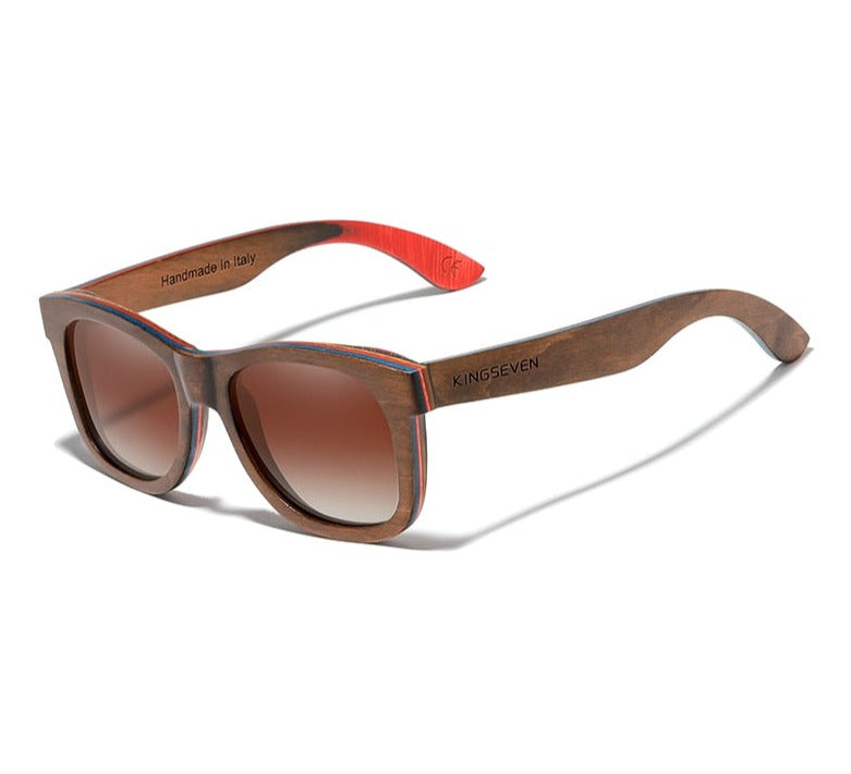 Men's Square Polarized 'St Bernard' Wooden Sunglasses