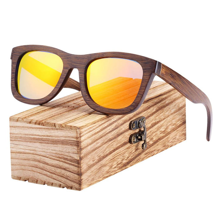 Men's Polarized Square 'Ski Mask' Bamboo Sunglasses