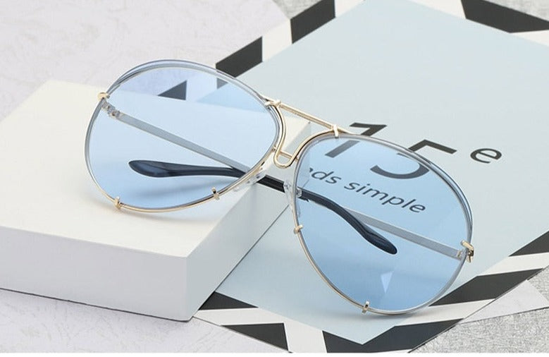 Women's Oversized Transparent Glasses  'Simple Paradis'  Metal Sunglasses