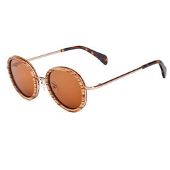 Women's Polarized Oval  'Sunrayes' Wooden Metal Sunglasses