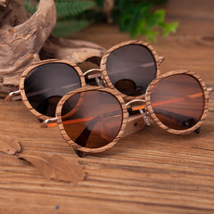 Women's Polarized Oval  'Sunrayes' Wooden Metal Sunglasses