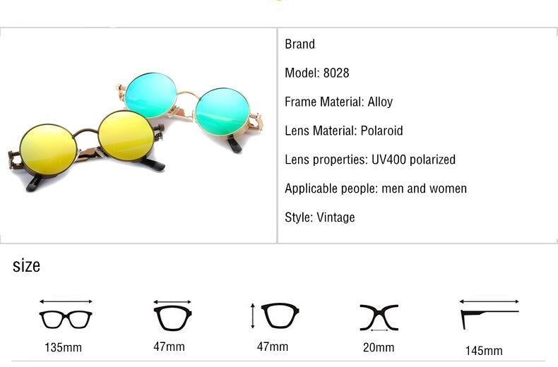 Women's Steampunk Round 'Single Spike' Metal Sunglasses
