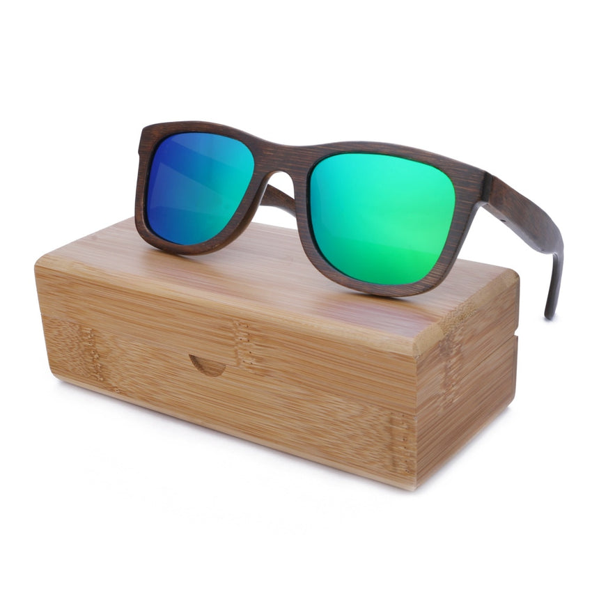 Men's Fashion Square 'Winter Bliss' Bamboo Sunglasses