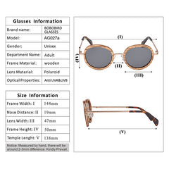 Women's Polarized Oval  'Sunrayes' Wooden Metal Sunglasses