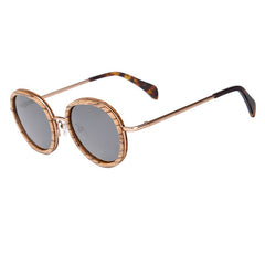 Women's Polarized Oval  'Sunrayes' Wooden Metal Sunglasses