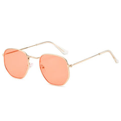 Women's  Vintage Square 'White Flower Girl' Metal  Sunglasses