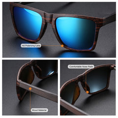 Men's Polarized Square 'Glares' Wooden Sunglasses