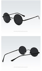 Men's Polarized Round 'Black Blaze' Metal Sunglasses