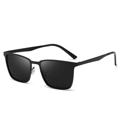 Men's Polarized Square 'Black Shadow' Metal Sunglasses