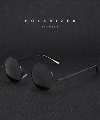 Men's Polarized Round 'Black Blaze' Metal Sunglasses