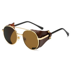 Men's  Round Steampunk 'Knight of the Jungle' Metal Sunglasses