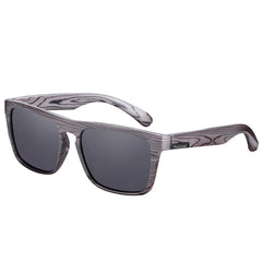 Men's Square Imitation Zebra Wood 'Stomp the Divets' Polarized Sunglasses