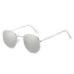 Women's  Vintage Square 'White Flower Girl' Metal  Sunglasses