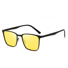 Men's Polarized Square 'Black Shadow' Metal Sunglasses