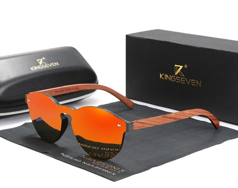Men's Rimless 'Raja Summer' Wooden Sunglasses